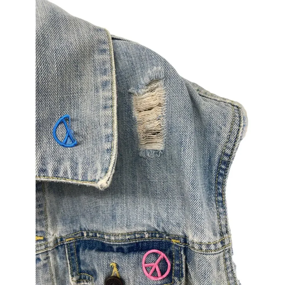 Vintage old navy women XL denim patchwork vest - Picture 2 of 7
